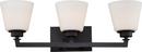 NUVO Aged Bronze 100W 3-Light Medium E-26 Base Incandescent Vanity Light Fixture with Satin White Glass 