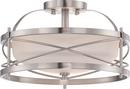 100W 2-Light Medium Incandescent Semi-Flush Ceiling Light with Etched Opal Glass in Brushed Nickel