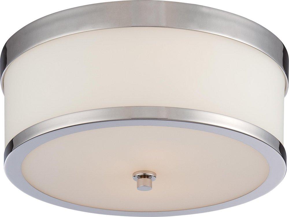 NUVO Polished Nickel 2-Light Medium E-26 Base Flushmount Ceiling Fixture 