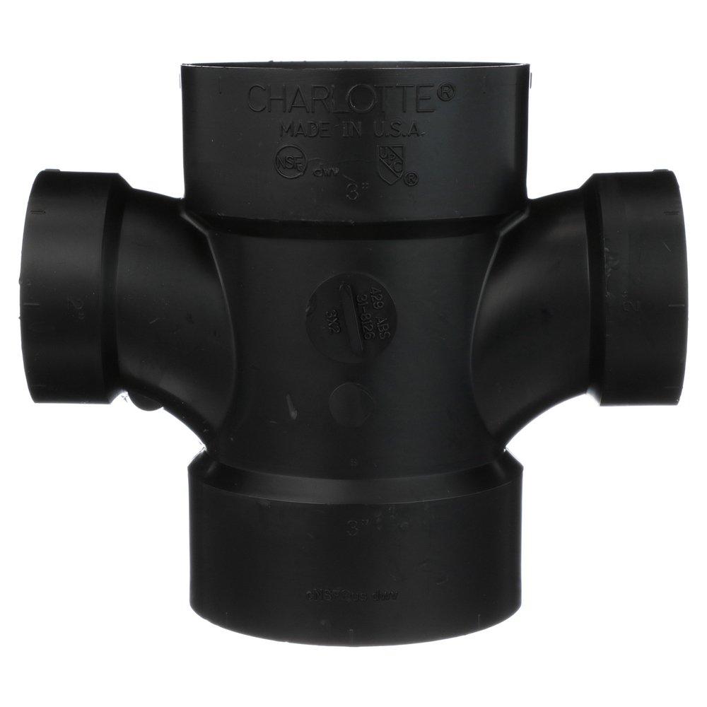 Black ABS DWV Double Sanitary Tee 