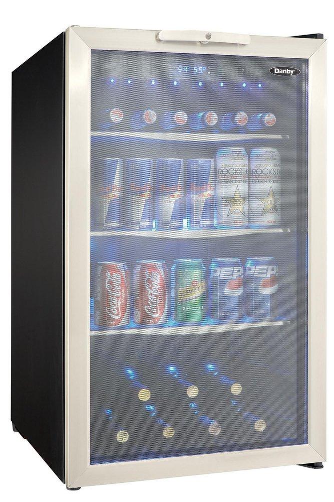 Danby Black 24-1/8 in. Freestanding Compact Beverage Center in Black and Stainless Steel 