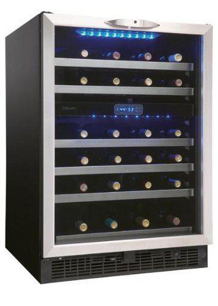 Danby Black 23-13/16 in. 51-Bottle Built-In Wine Cooler in Black and Stainless Steel 
