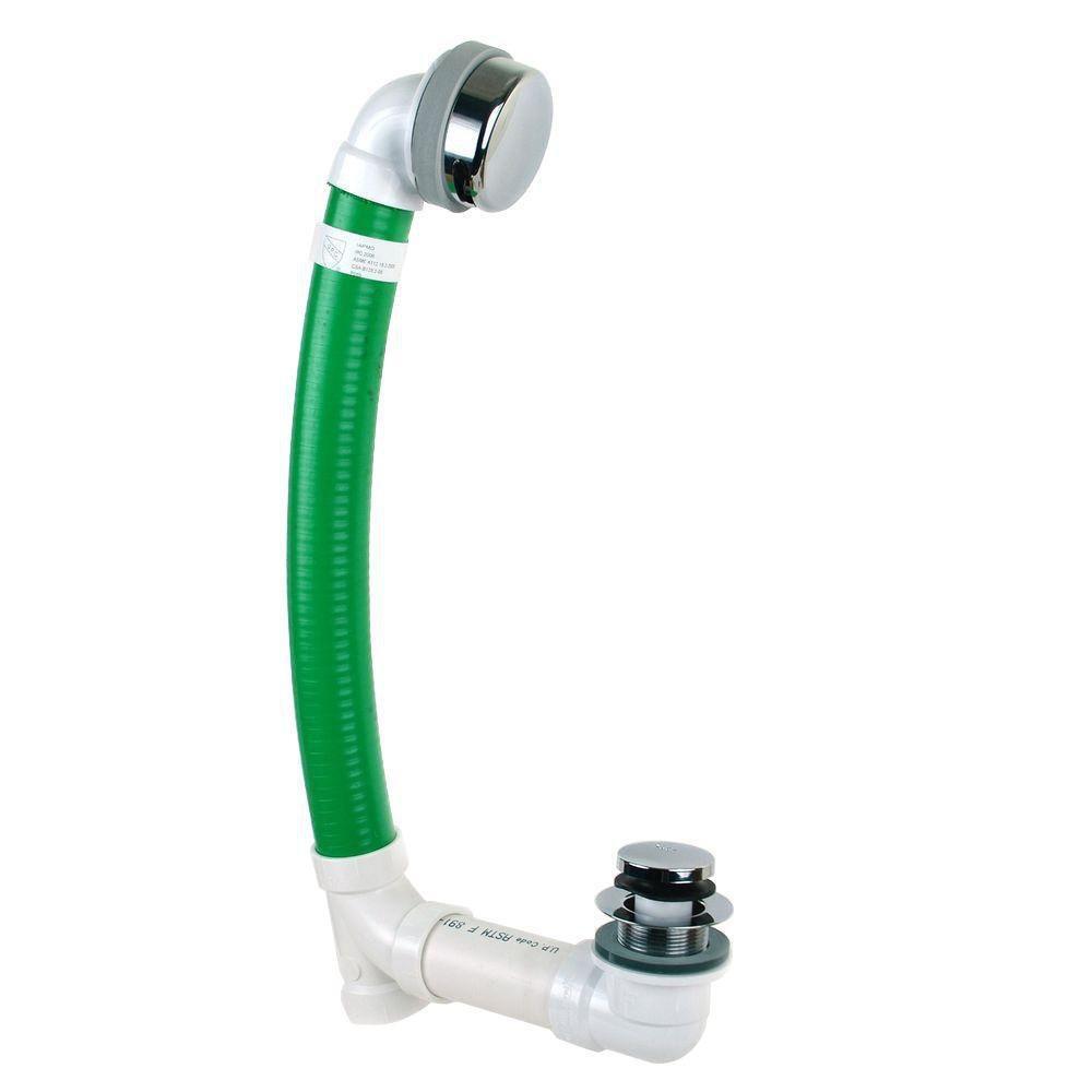 Watco Chrome Plated 24 in. PVC Flexible Lift and Turn Rough-In Waste and Overflow Drain 