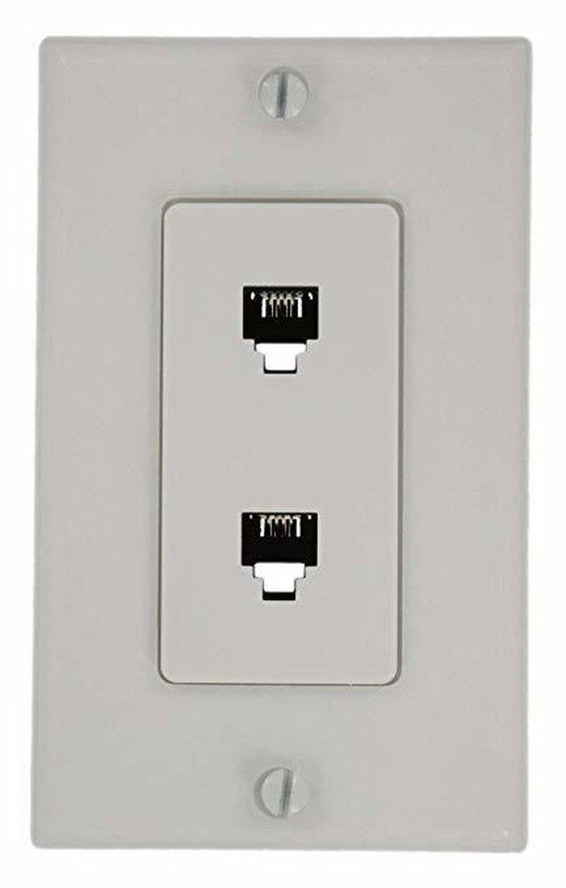 LEVITON White Double Wall Phone Outlet Plate 