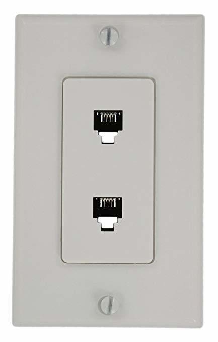 LEVITON White Double Wall Phone Outlet Plate 
