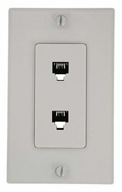 Double Wall Phone Outlet Plate in White