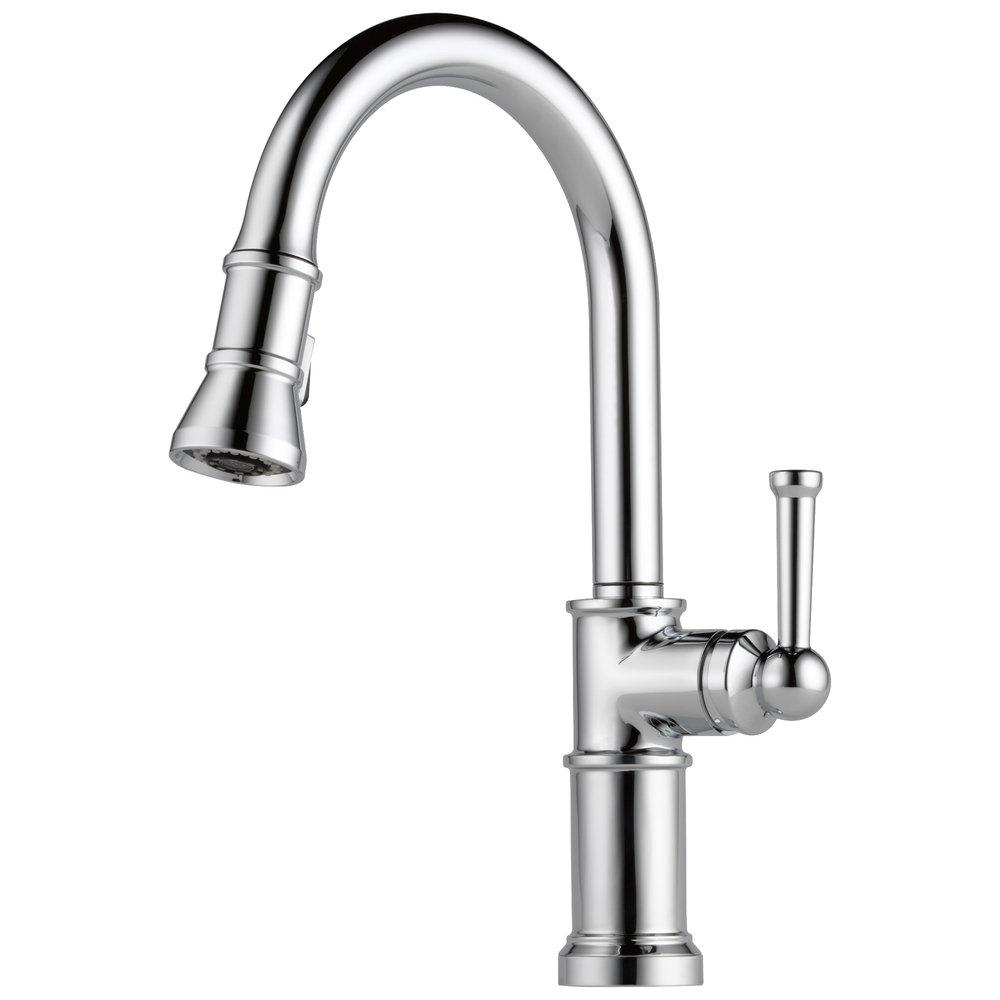 Brizo Chrome Single Handle Pull Down Kitchen Faucet with Two-Function Spray and Magnetic Docking 