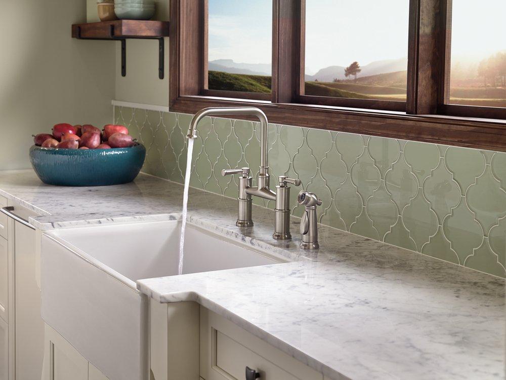 Brizo Chrome Two Handle Bridge Kitchen Faucet 