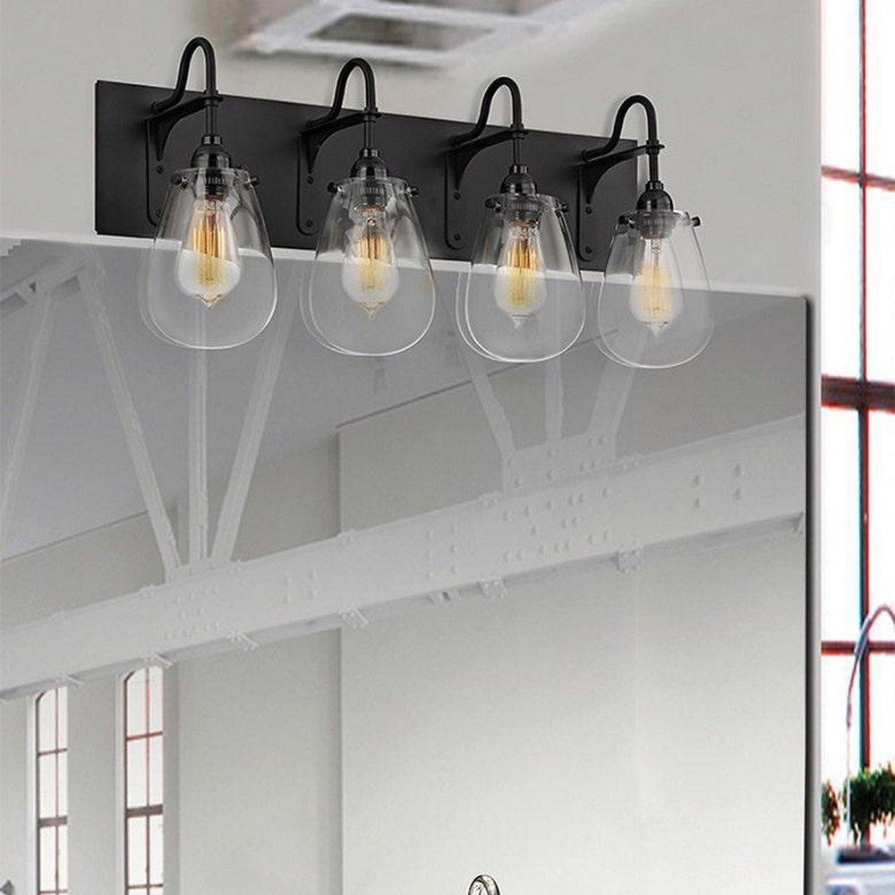 SONNEMAN Satin Black 60W 4-Light Incandescent Vanity Fixture 