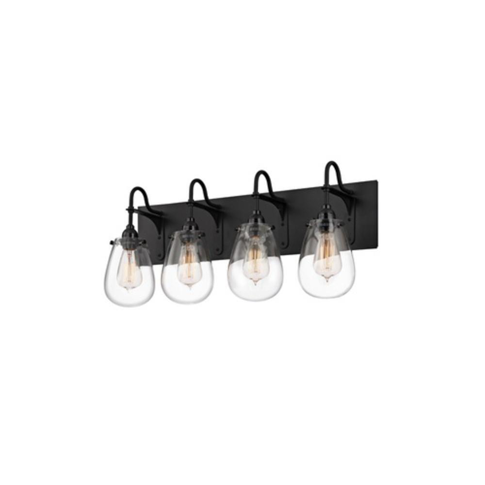 SONNEMAN Satin Black 60W 4-Light Incandescent Vanity Fixture 