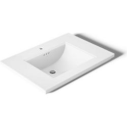 30-11/16 in. Pedestal or Console Rectangular Fireclay Bathroom Sink in White