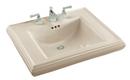 3-Hole Bathroom Rectangular Lavatory Sink with 4 in. Faucet Centerset and Center Drain in Almond