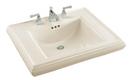 3-Hole Bathroom Rectangular Lavatory Sink with 4 in. Faucet Centerset and Center Drain in Biscuit