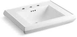27-5/16 in. Pedestal or Console Rectangular Fireclay Bathroom Sink in White