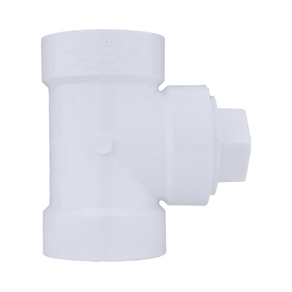 White PVC DWV Cleanout Tee with Plug 