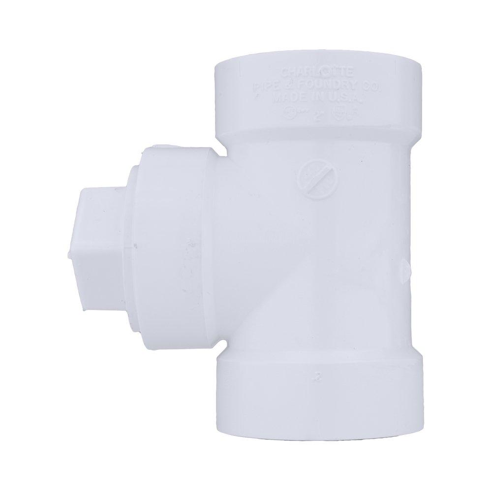 White PVC DWV Cleanout Tee with Plug 