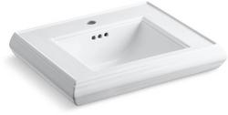 24-3/16 in. Pedestal or Console Rectangular Fireclay Bathroom Sink in White