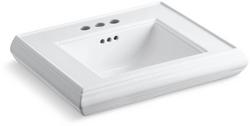 24-3/16 in. Pedestal or Console Rectangular Fireclay Bathroom Sink in White