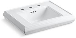 24-3/16 in. Pedestal or Console Rectangular Fireclay Bathroom Sink in White