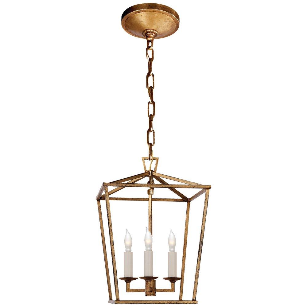 Visual Comfort & Co. Signature Gilded Iron 60W 3-Light Foyer Lantern 