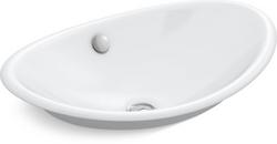 20-3/4 in. Vessel Mount Oval Cast Iron Bathroom Sink in White