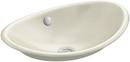 No-Hole Above-Counter Oval Lavatory Sink with Center Drain in Cane Sugar
