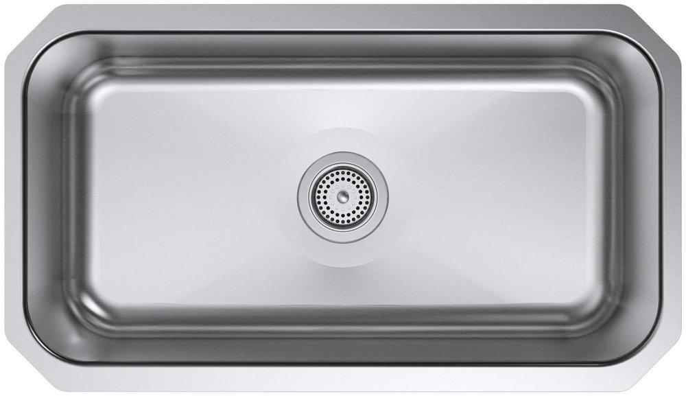 KOHLER Stainless Steel 31-1/4 x 17-7/8 in. No Hole Single Bowl Undermount Kitchen Sink 