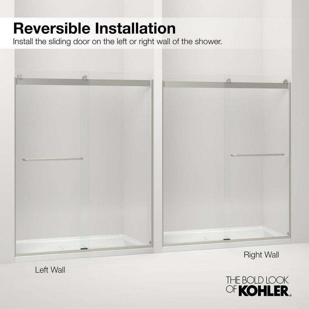 KOHLER Matte Nickel Sliding Bath Door with Frosted Glass 