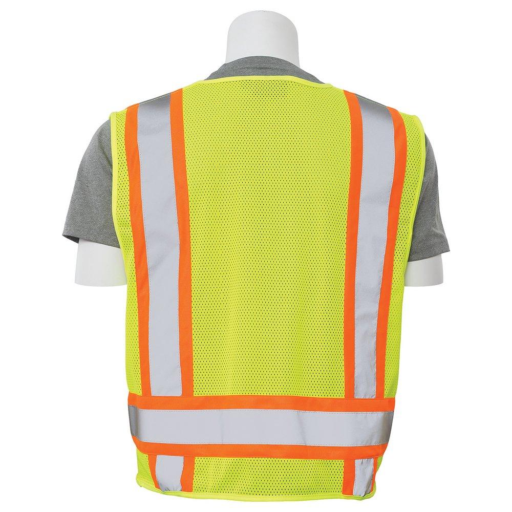 ERB Safety Hi-Viz Lime Solid Front Mesh Back Surveyor Vest in Hi-Viz Lime 