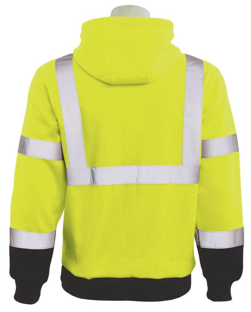 ERB Safety Hi-Viz Lime Class 2 Pullover Sweatshirt with Attached Hood in Hi-Viz Lime 
