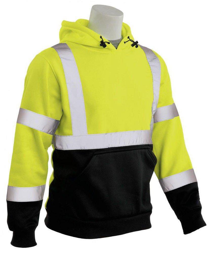 ERB Safety Hi-Viz Lime Pullover Sweatshirt with Attached Hood in Hi-Viz Lime 