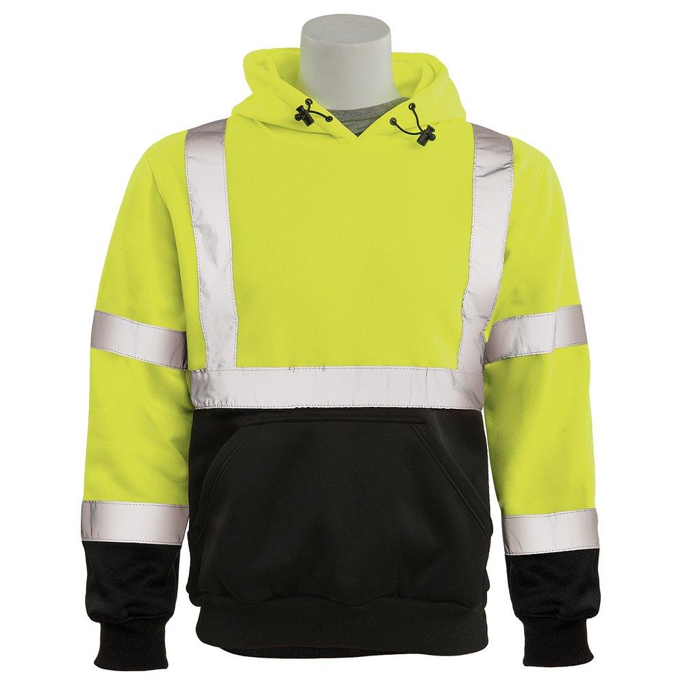 ERB Safety Hi-Viz Lime Class 2 Pullover Sweatshirt with Attached Hood in Hi-Viz Lime 