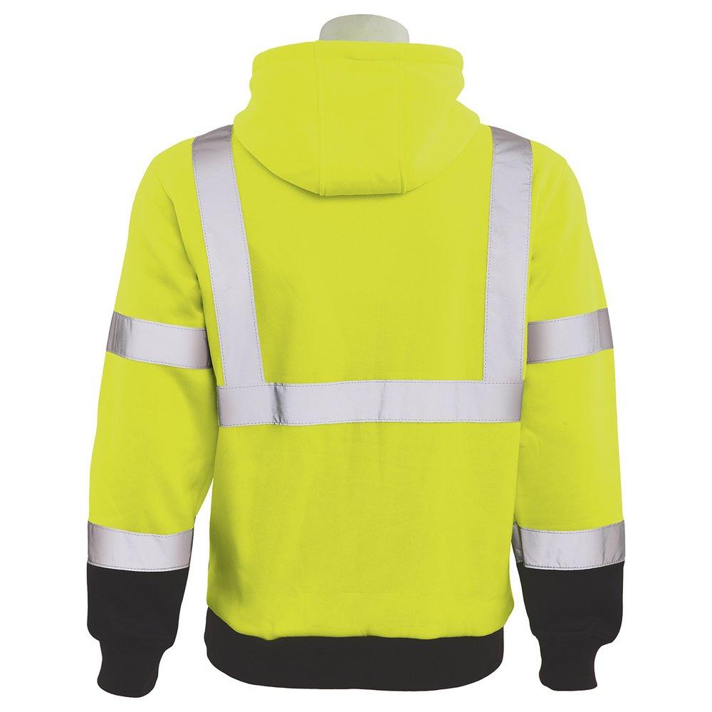 ERB Safety Hi-Viz Lime Class 2 Pullover Sweatshirt with Attached Hood in Hi-Viz Lime 