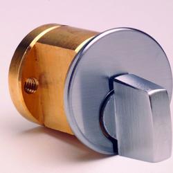 1 in. Brass Turn Knob Cylinder Lock in Satin Chrome