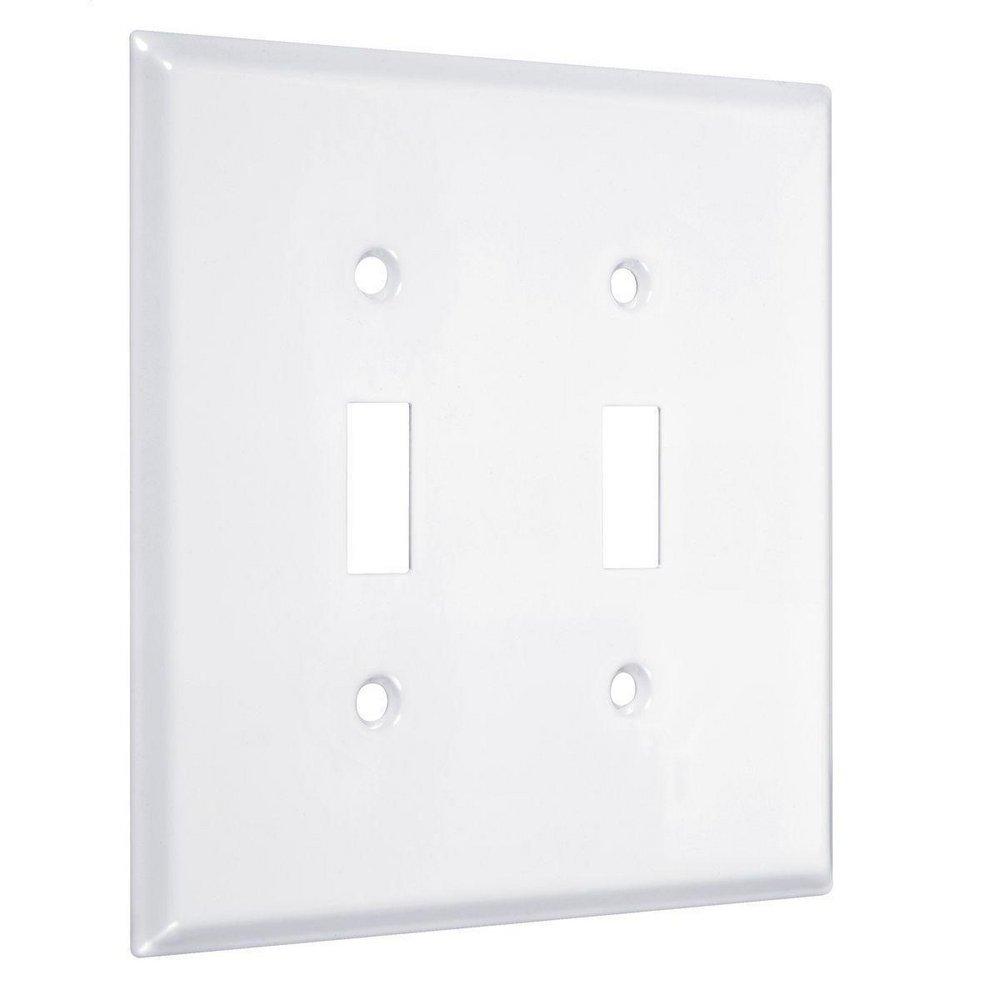 TayMac White 2-Gang Jumbo Metal Wall Plate 