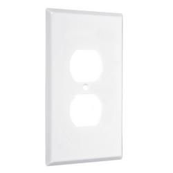 1-Gang Duplex Jumbo Metal Wall Plate in White Smooth