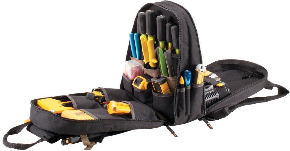 CLC Custom Leather Craft Black 48-Pocket Deluxe Tool Backpack 