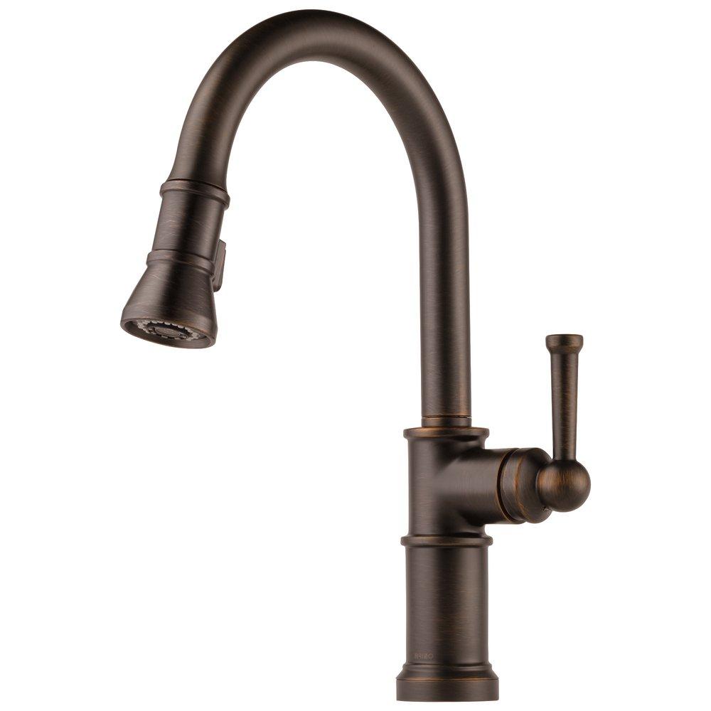 Brizo Venetian&reg; Bronze Single Handle Pull Down Kitchen Faucet with Two-Function Spray and Magnetic Docking 