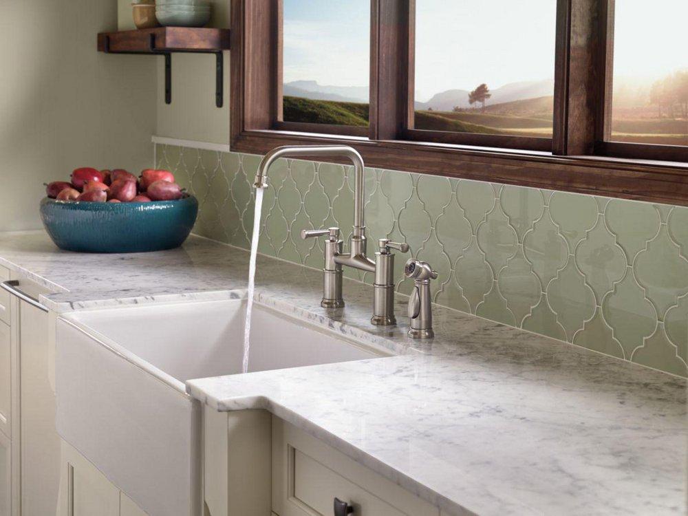 Brizo Polished Nickel Two Handle Bridge Kitchen Faucet 