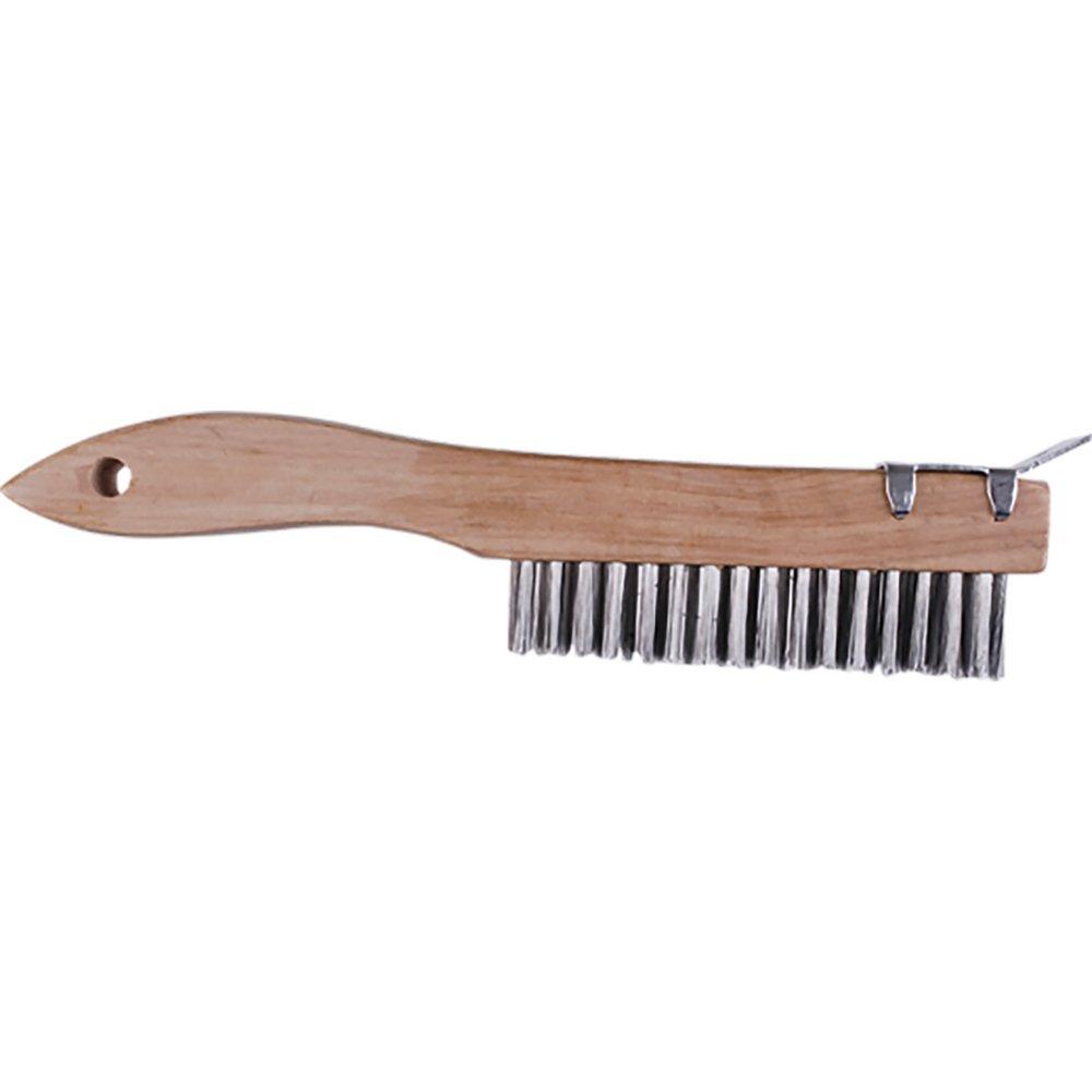 MG Distribution Brown 4 in. Steel Wire Brush with Scraper in Brown 