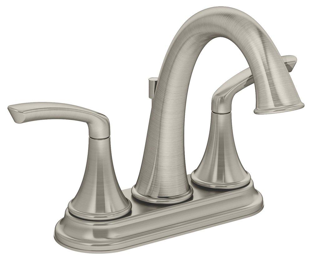 Symmons Industries Satin Nickel Centerset Bathroom Sink Faucet with Double Lever Handle 