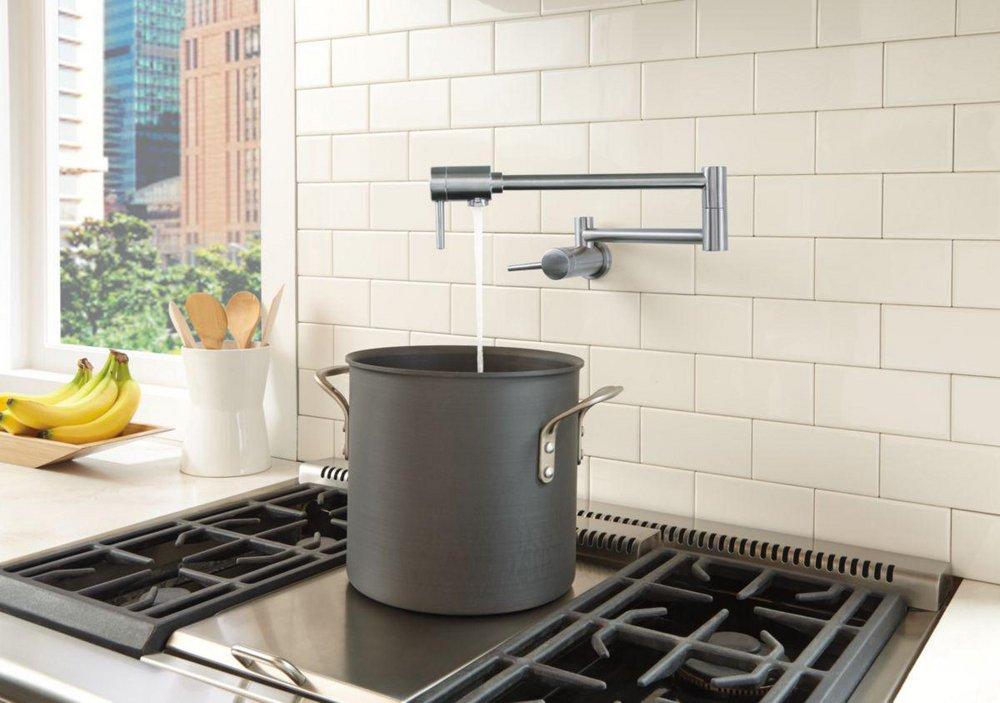 Delta Faucet Arctic Stainless Two Handle Lever Handle Pot Filler 