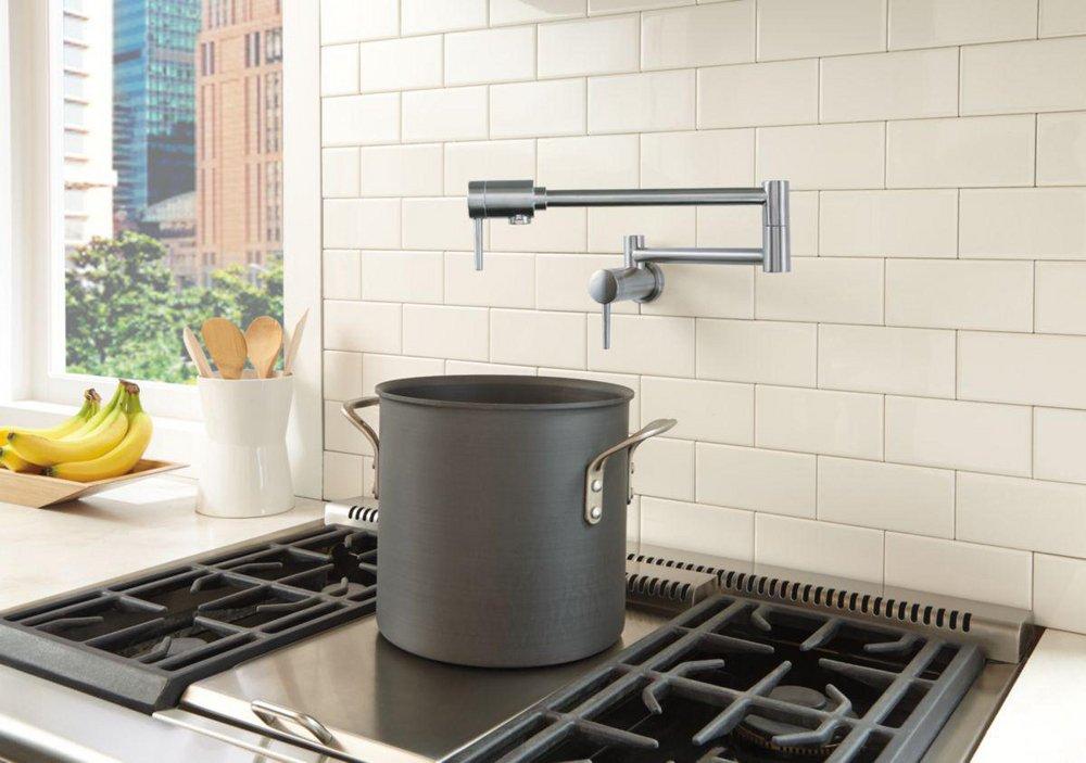 Delta Faucet Arctic Stainless Two Handle Lever Handle Pot Filler 