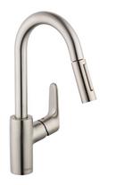 Hansgrohe Steel Optic Single Handle Pull Down Kitchen Faucet 