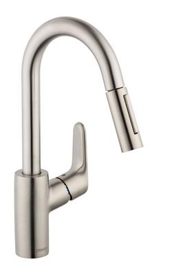 Single Handle Pull Down Kitchen Faucet in Steel Optic