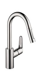 Hansgrohe Polished Chrome Single Handle Pull Down Kitchen Faucet 