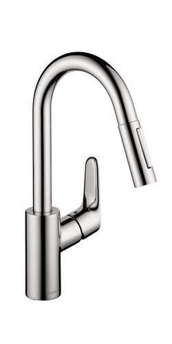 Single Handle Pull Down Kitchen Faucet in Polished Chrome