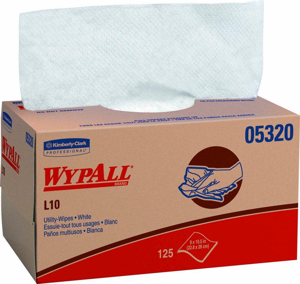 WypAll&reg; White 10-1/4 x 9 in. 1-Ply Utility Wipes in White (Case of 18) 