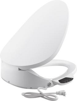 Elongated Closed Front Bidet Seat with Cover in White