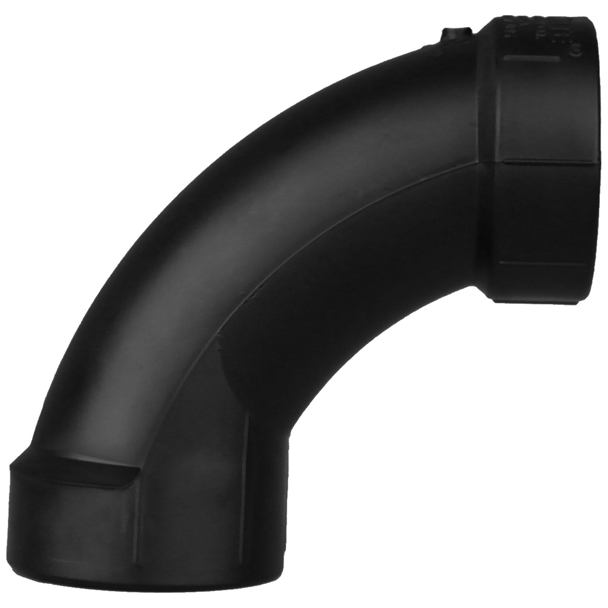 Black Hub 90 Degree ABS DWV Long Sweep Elbow 